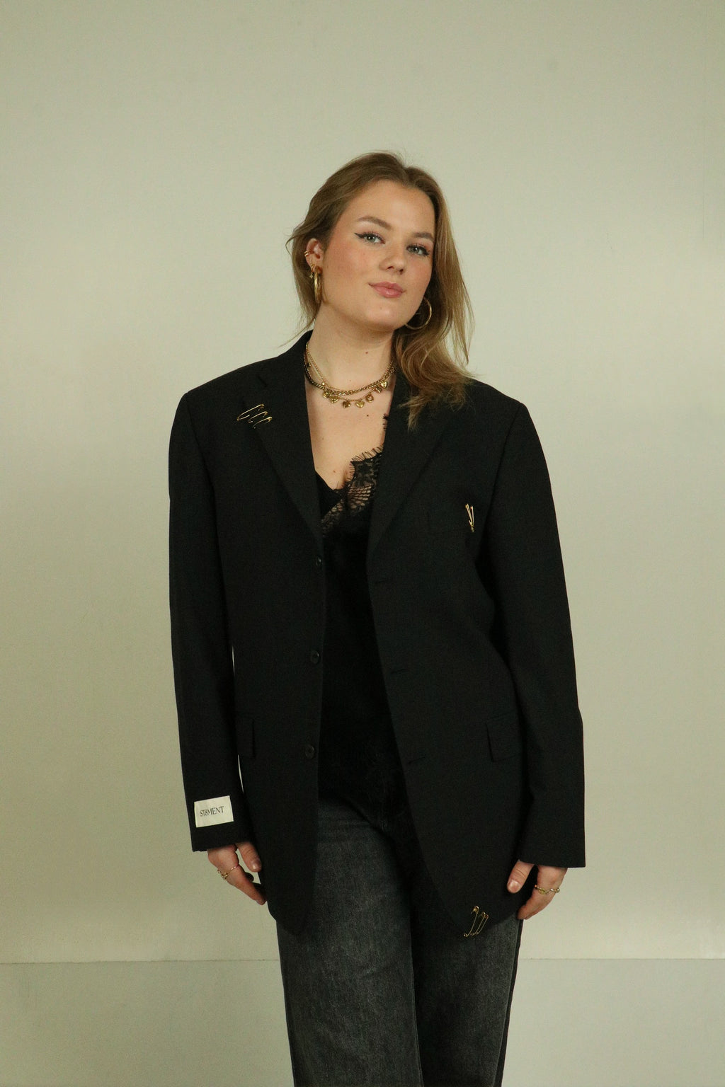 Zwarte getailleerde blazer